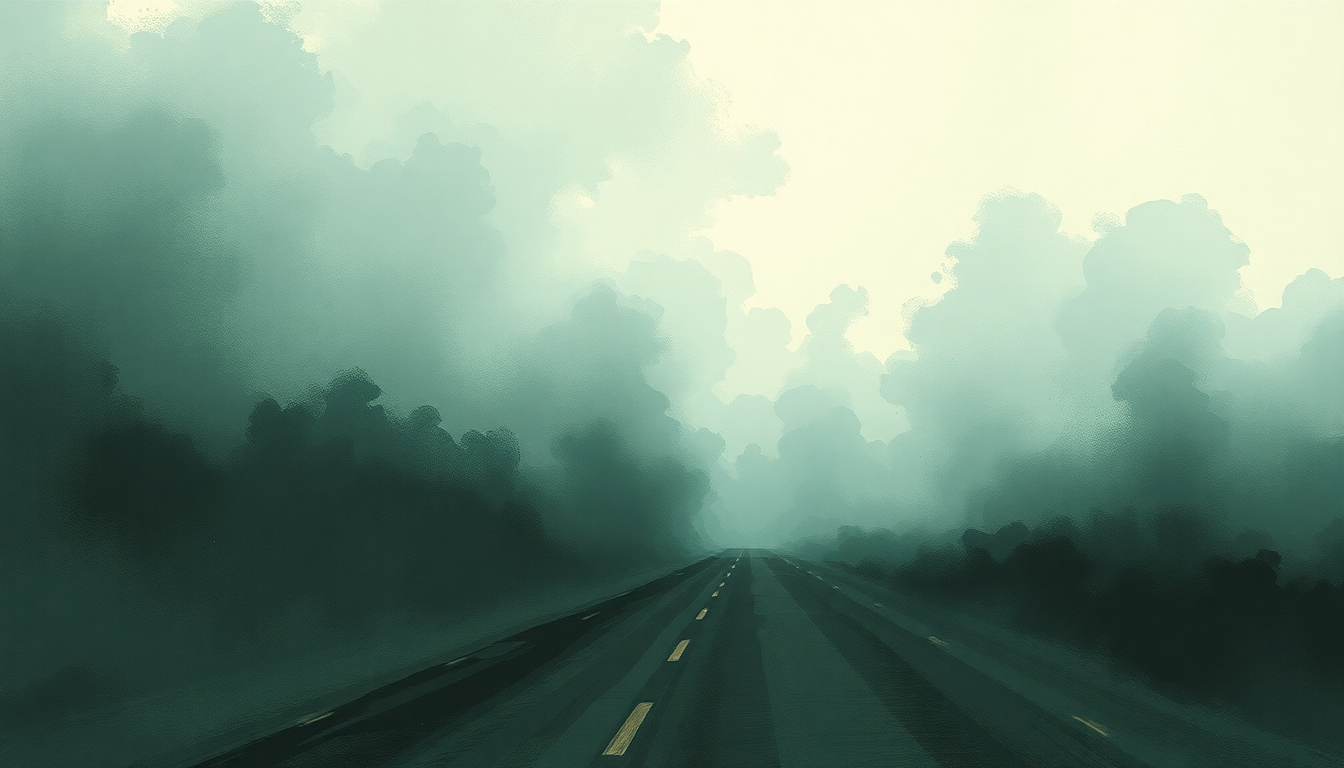 Fan-driven abstract illustration evoking the emotional arc of 100 Miles and Runnin' by N.W.A