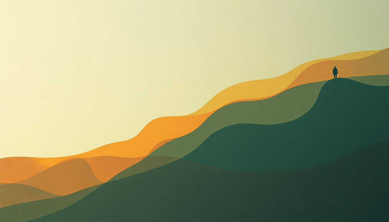 Fan-driven abstract illustration evoking the emotional arc of 1000 Miles by Dirty Three
