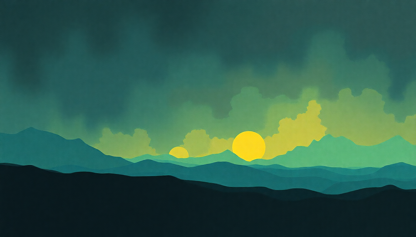 Fan-driven abstract illustration evoking the emotional arc of 1952 Vincent Black Lightning by Richard Thompson