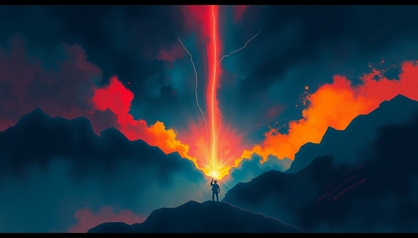 Fan-driven abstract illustration evoking the emotional arc of 2 Minutes to Midnight by Iron Maiden