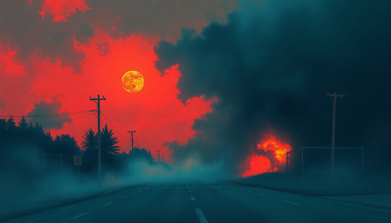 Fan-driven abstract illustration evoking the emotional arc of 22 Acacia Avenue by Iron Maiden