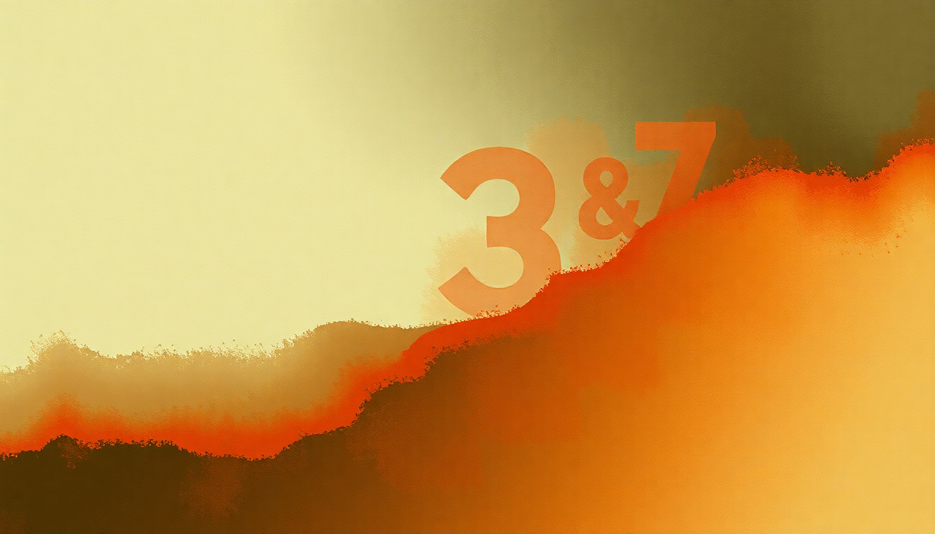 Fan-driven abstract illustration evoking the emotional arc of 3's and 7's by Queens of the Stone Age