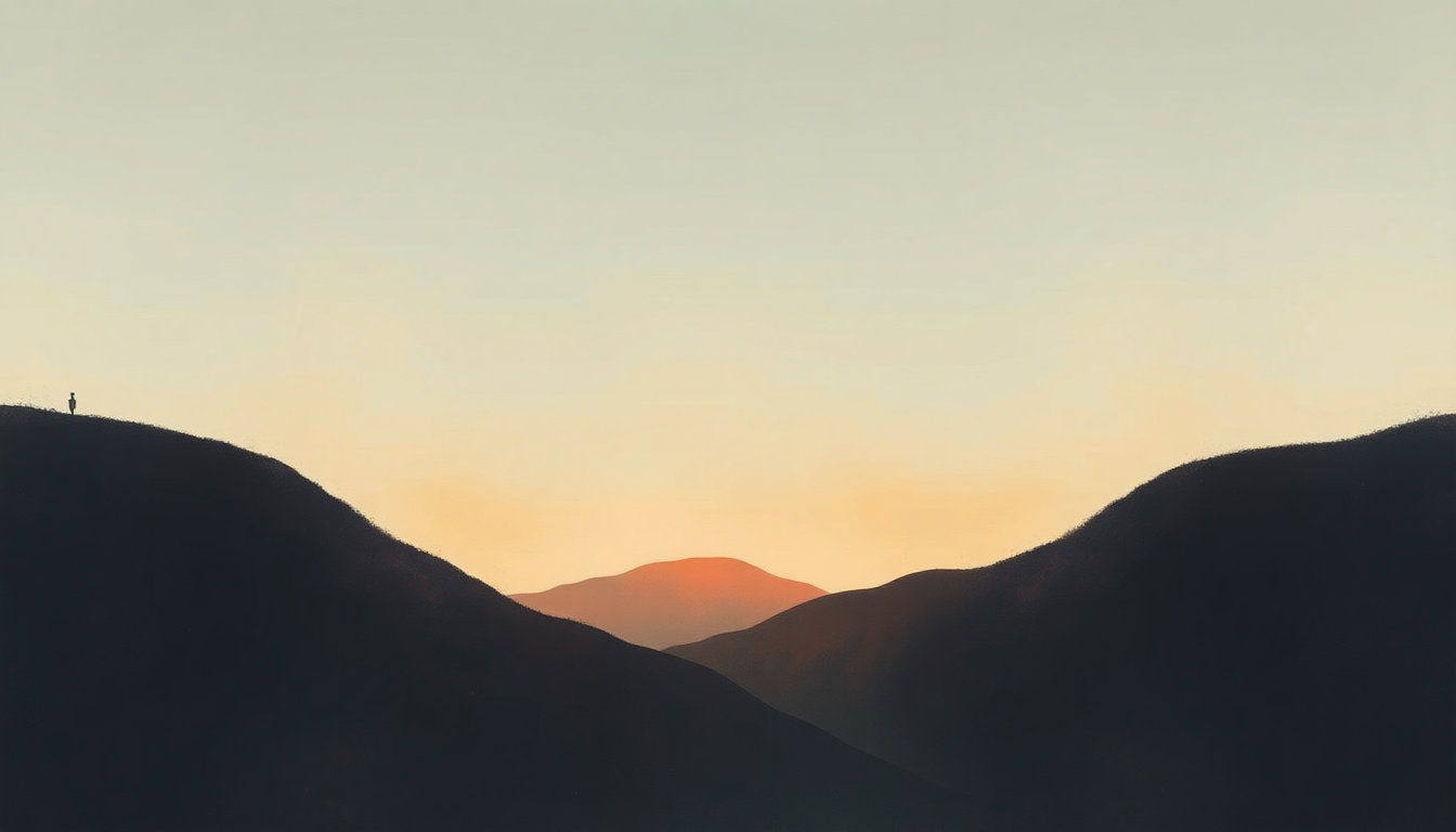 Fan-driven abstract illustration evoking the emotional arc of A Burning Hill by Mitski