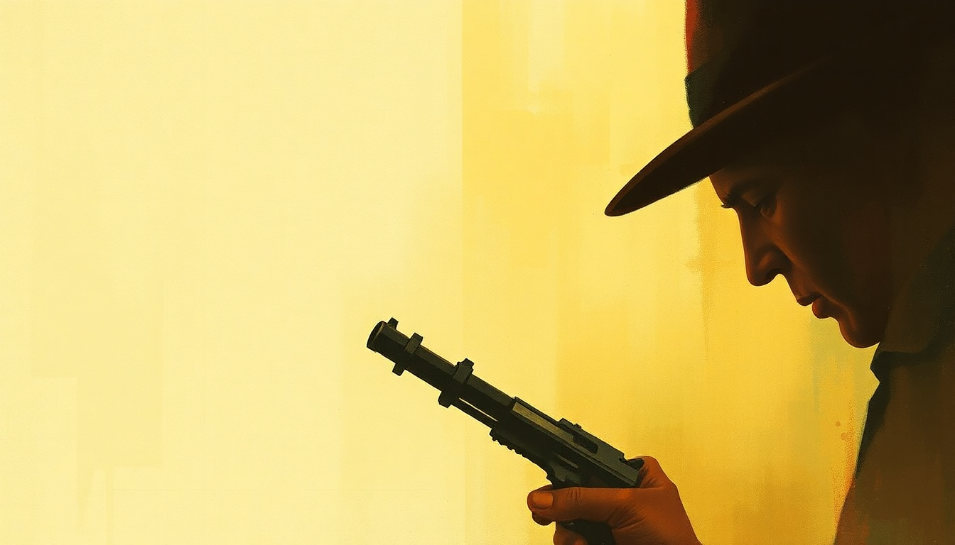 Fan-driven abstract illustration evoking the emotional arc of A Fistful of Dollars by Ennio Morricone