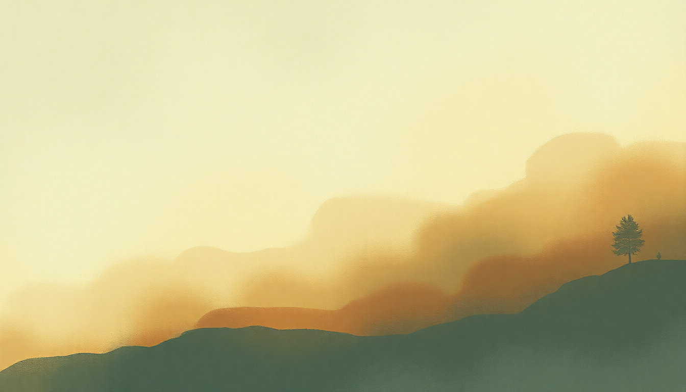 Fan-driven abstract illustration evoking the emotional arc of A Hazy Shade of Winter by Simon and Garfunkel