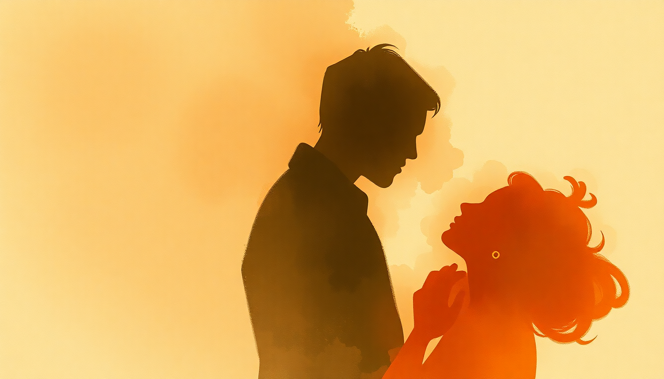 Fan-driven abstract illustration evoking the emotional arc of A Kiss to Build a Dream On by Louis Armstrong