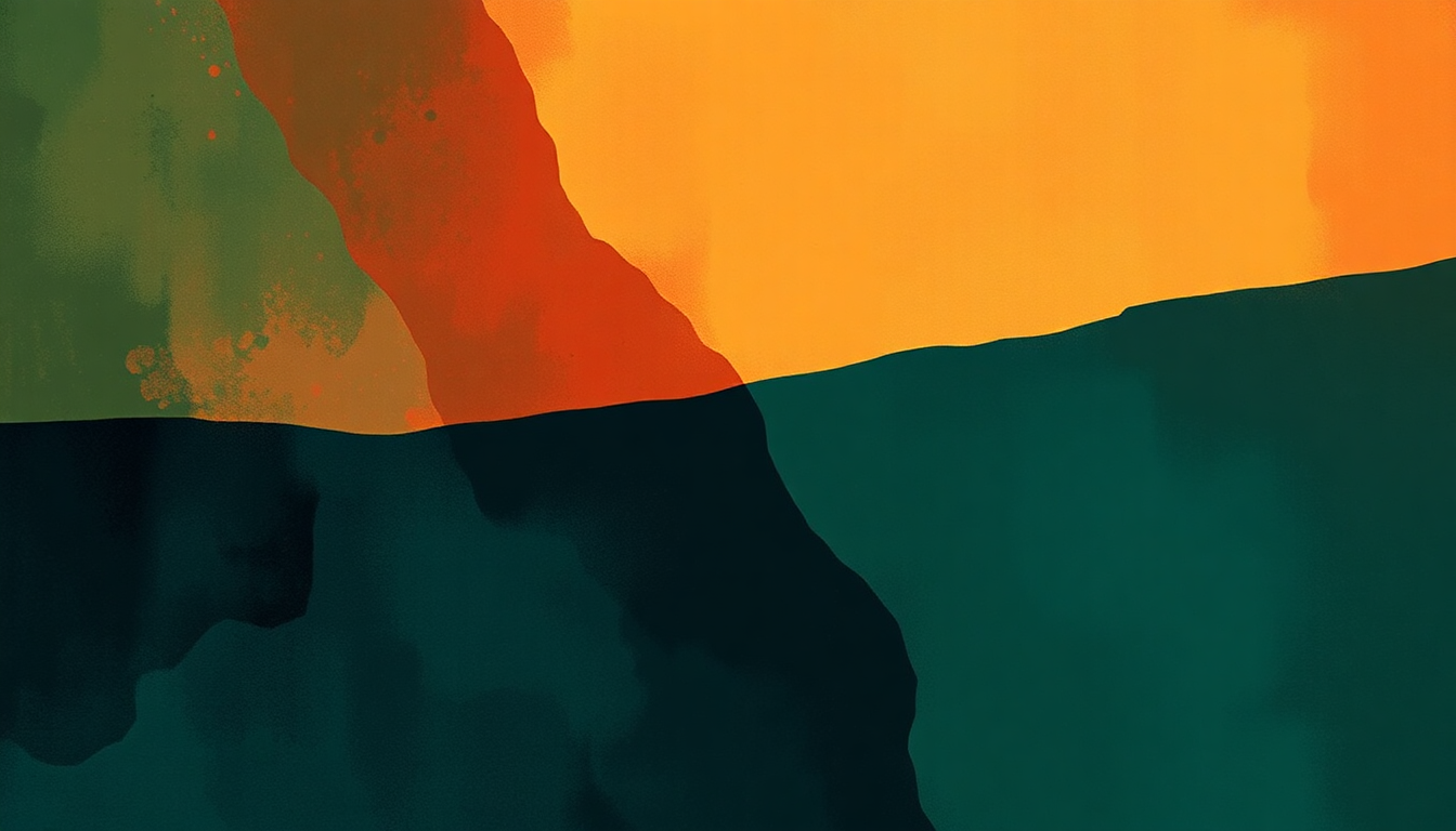 Fan-driven abstract illustration evoking the emotional arc of A Luta Continua by Miriam Makeba