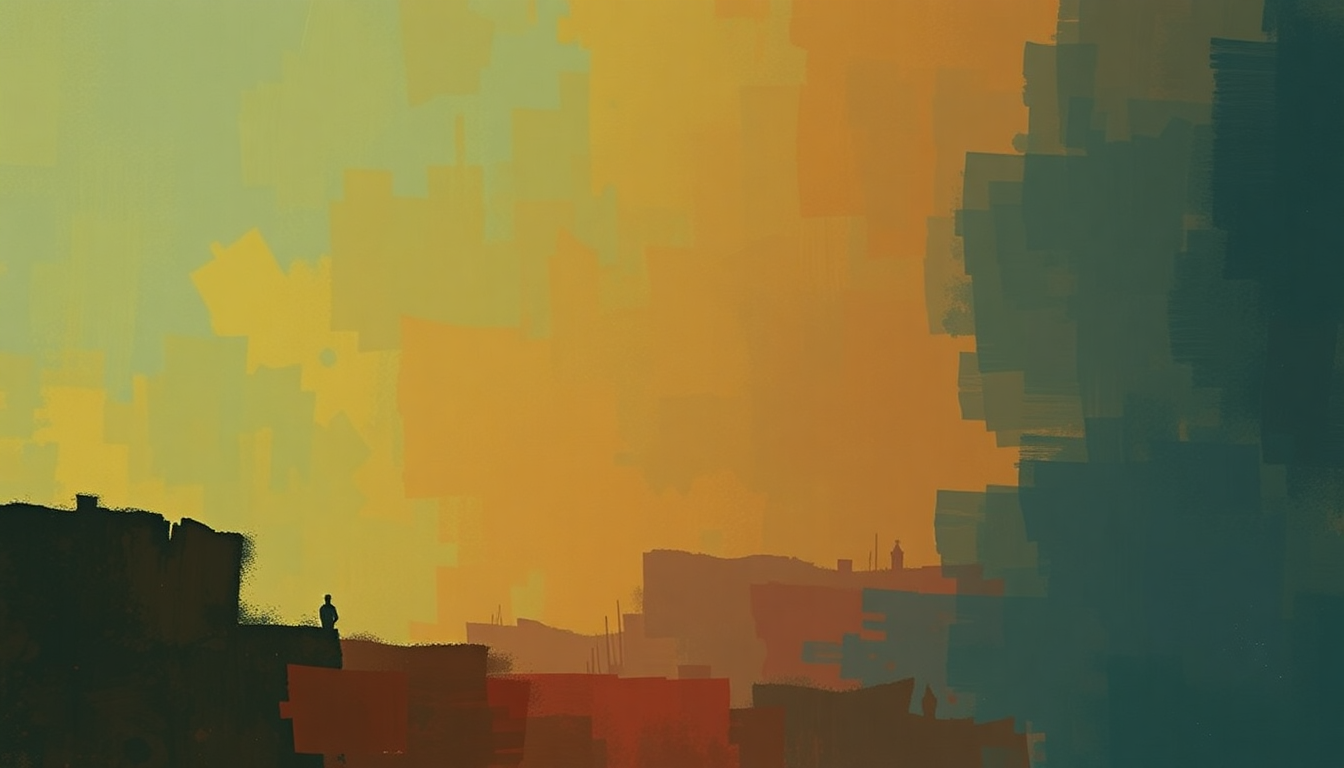 Fan-driven abstract illustration evoking the emotional arc of A Night in Tunisia by Dizzy Gillespie
