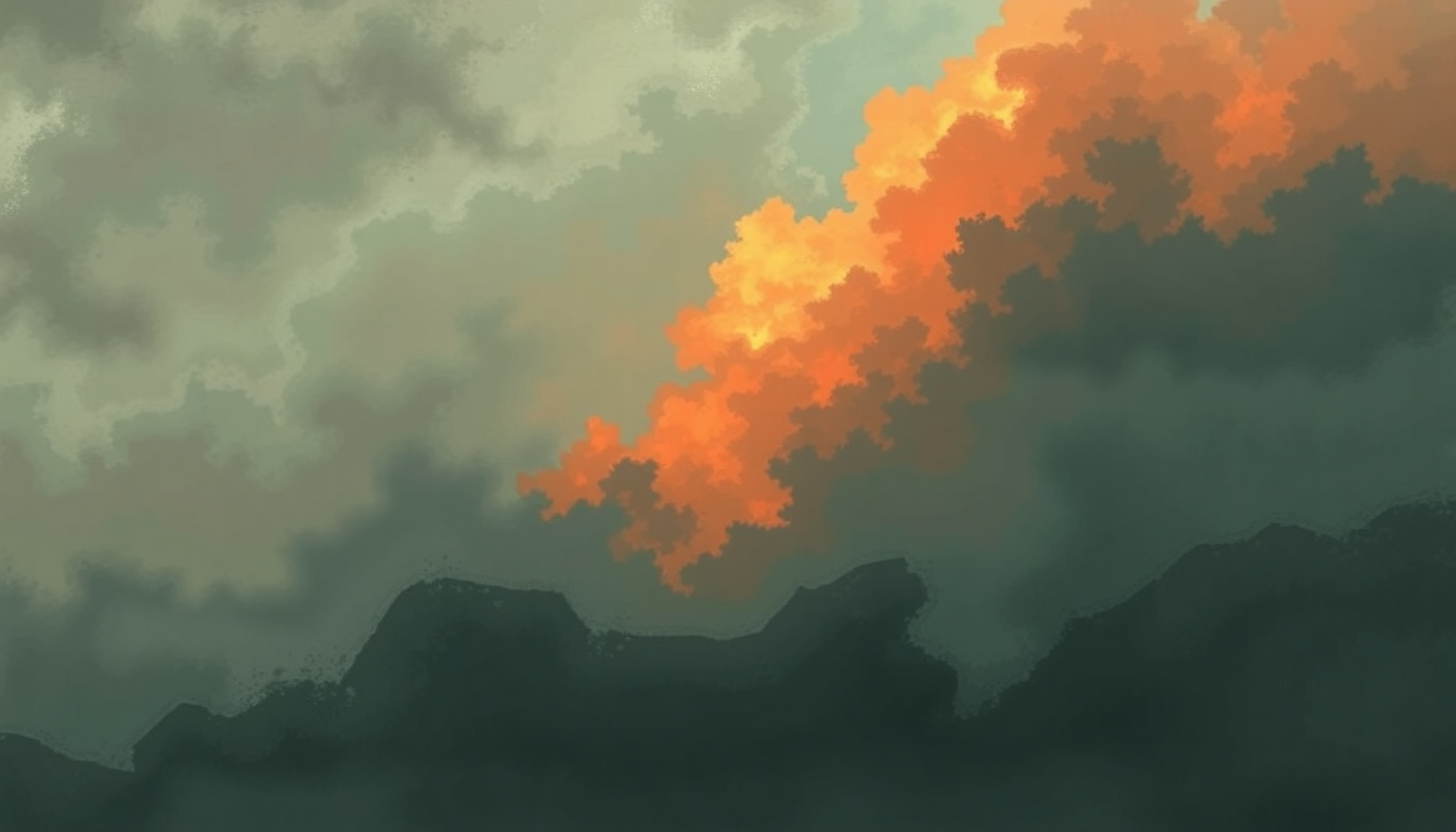 Fan-driven abstract illustration evoking the emotional arc of A Song for Our Fathers by Explosions in the Sky
