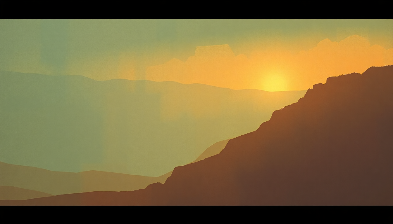 Fan-driven abstract illustration evoking the emotional arc of A Thousand Miles from Nowhere by Dwight Yoakam
