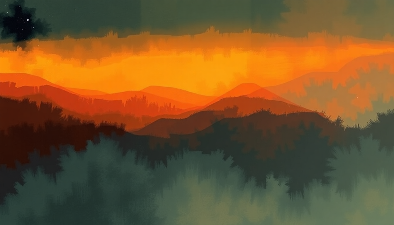 Fan-driven abstract illustration evoking the emotional arc of Afire Love by Ed Sheeran