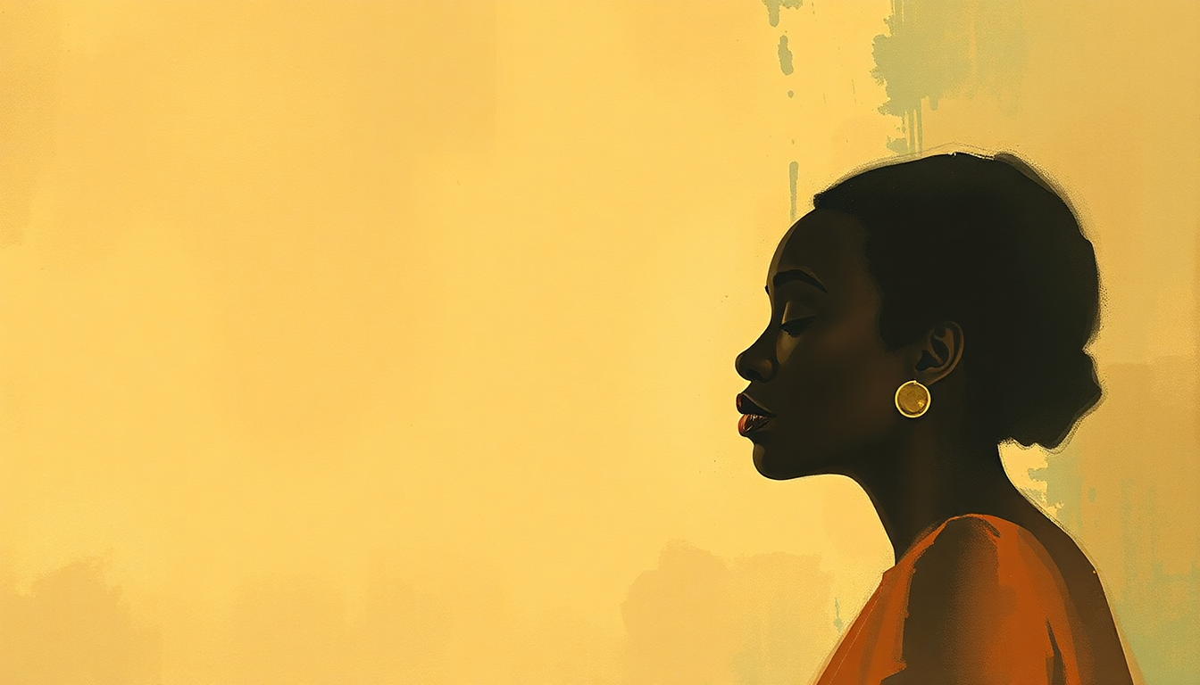 Fan-driven abstract illustration evoking the emotional arc of African Mailman by Nina Simone