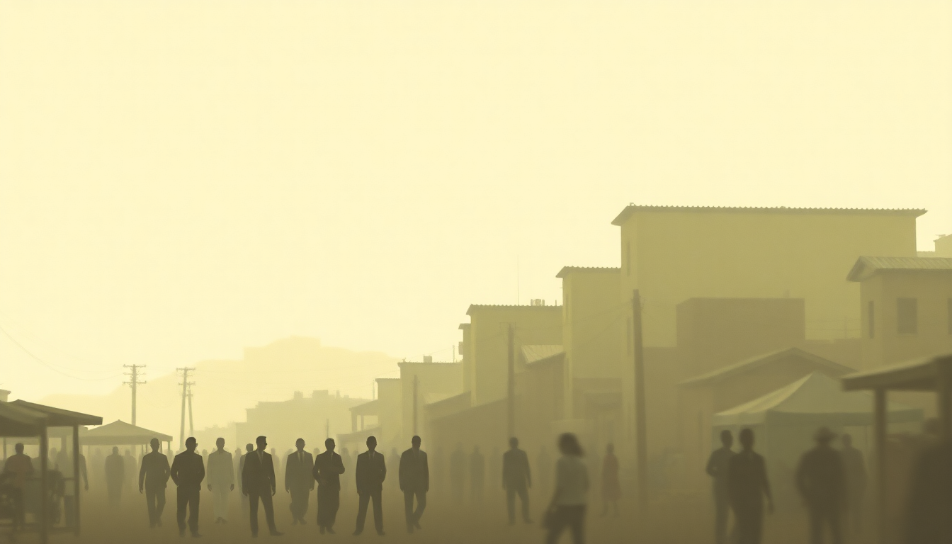 Fan-driven abstract illustration evoking the emotional arc of African Marketplace by Hugh Masekela