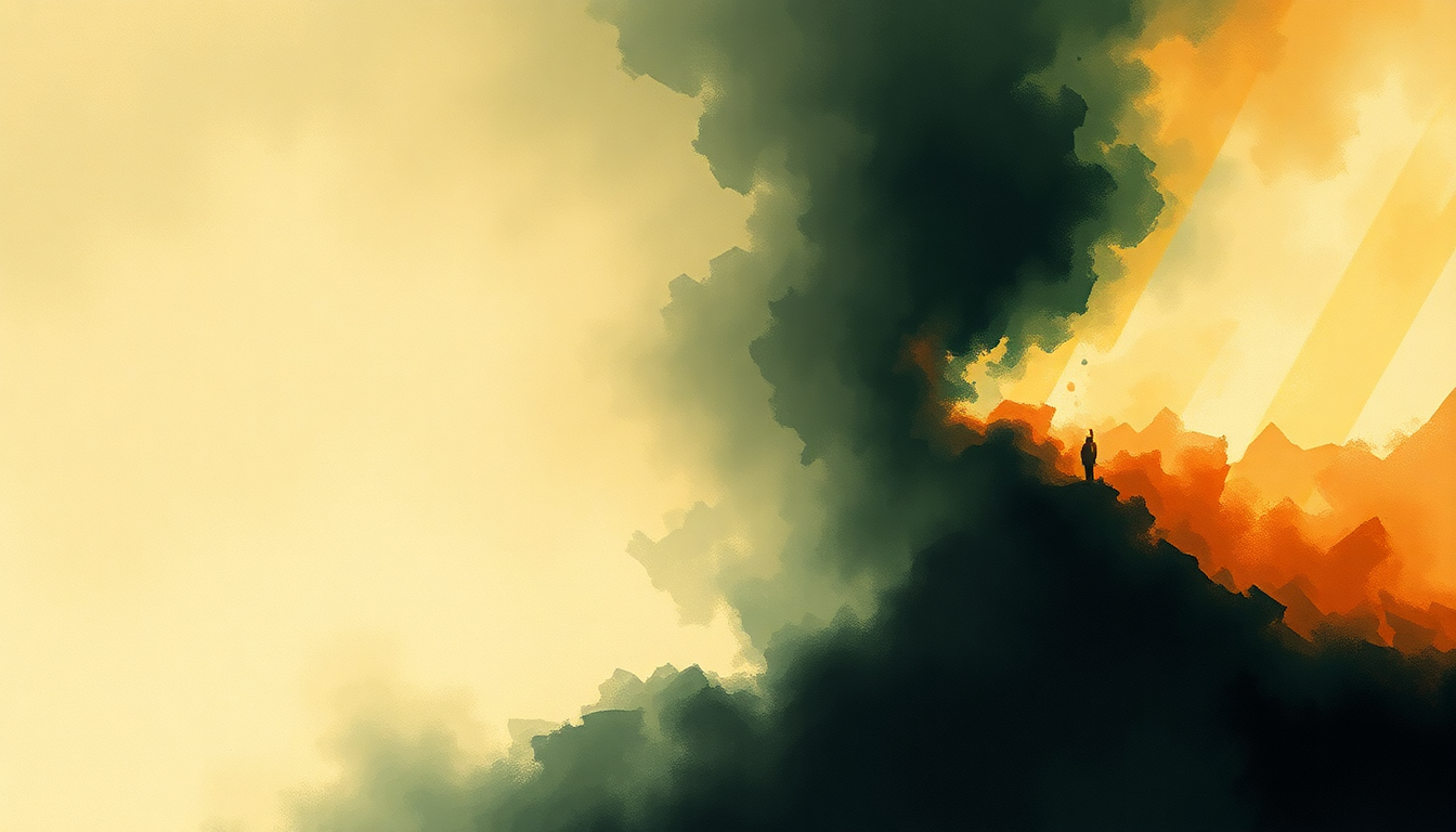Fan-driven abstract illustration evoking the emotional arc of Age of Reason by Black Sabbath