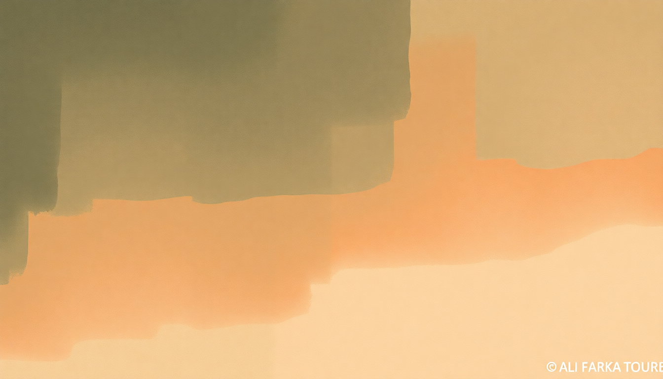 Fan-driven abstract illustration evoking the emotional arc of Ai Bine by Ali Farka Toure