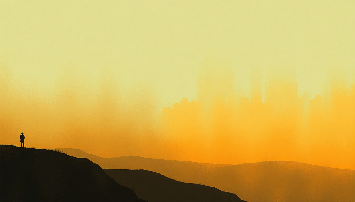 Fan-driven abstract illustration evoking the emotional arc of Ai Du by Ali Farka Toure
