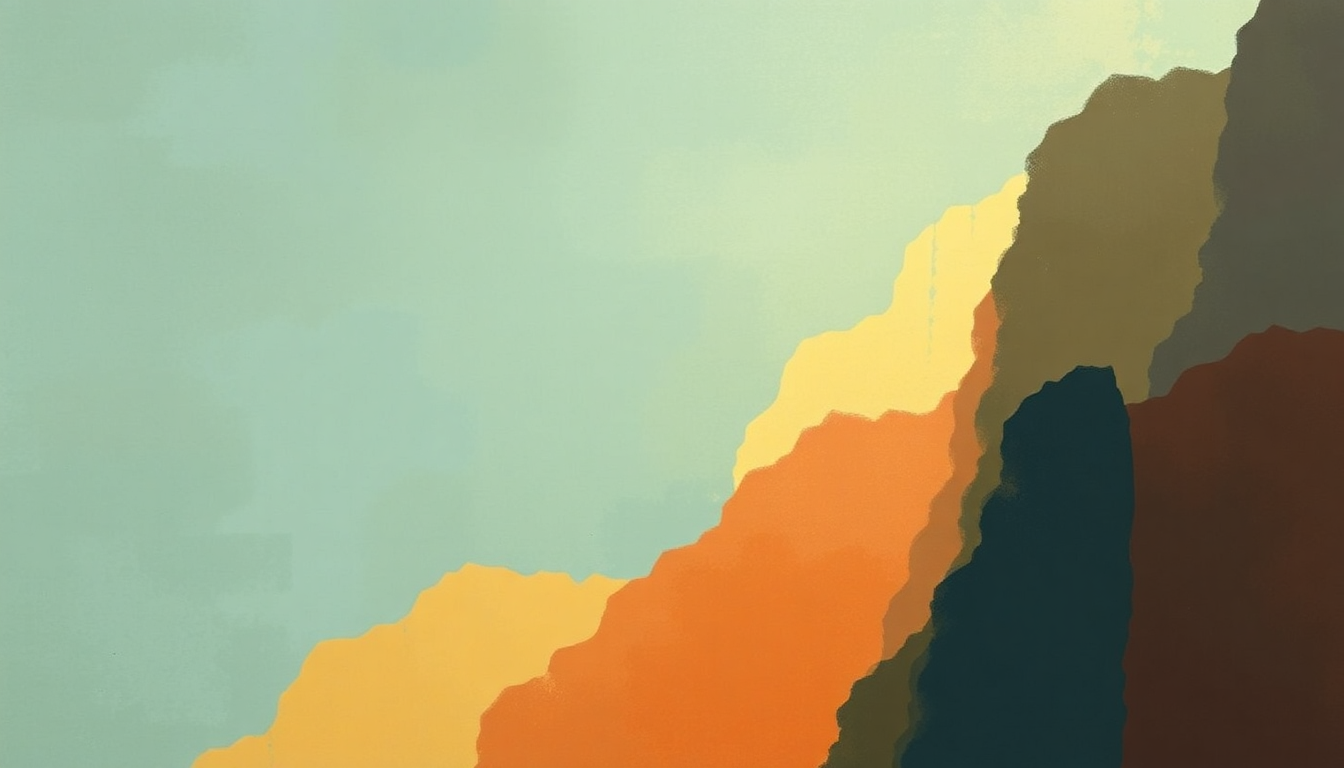 Fan-driven abstract illustration evoking the emotional arc of All Blues by Jim Hall
