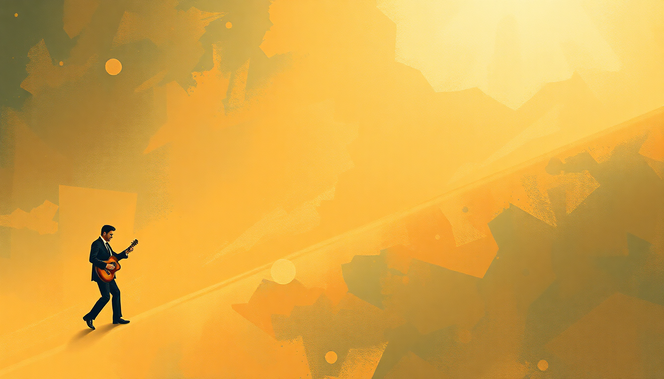 Fan-driven abstract illustration evoking the emotional arc of All Shook Up by Elvis Presley
