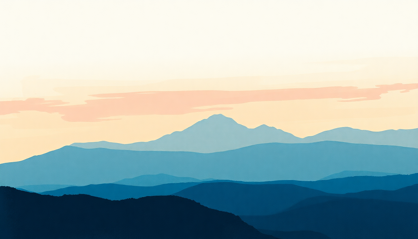 Fan-driven abstract illustration evoking the emotional arc of Alta Loma by Rachel's