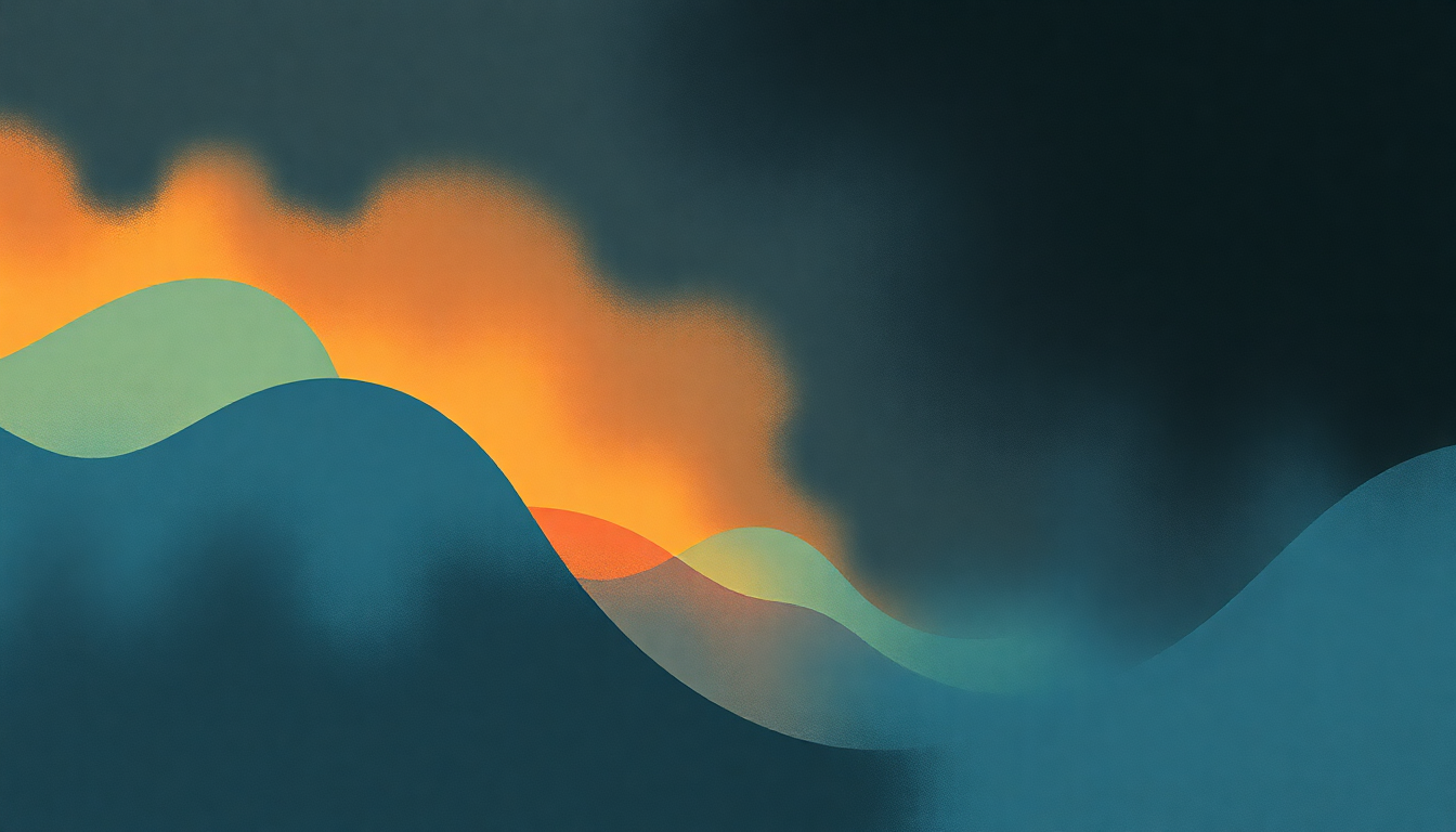 Fan-driven abstract illustration evoking the emotional arc of Always Asking Questions by Howard Jones