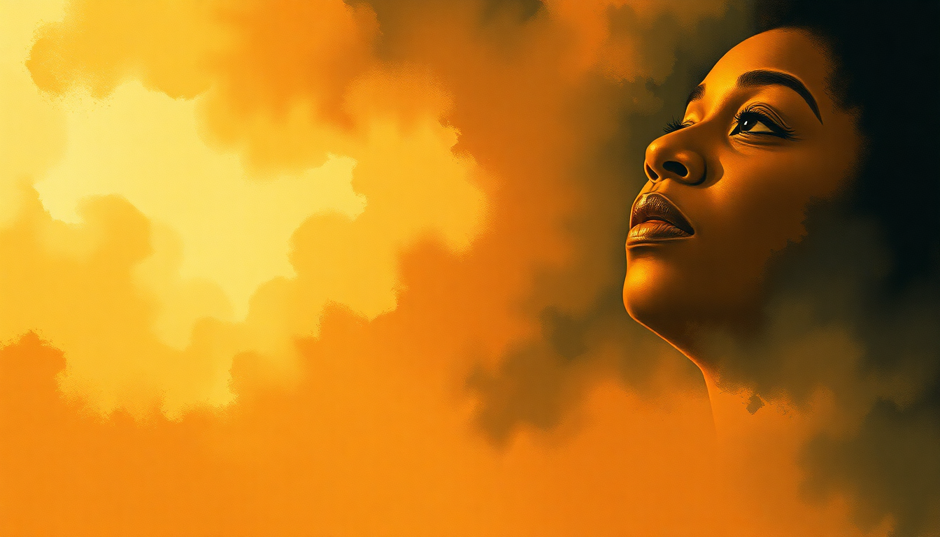 Fan-driven abstract illustration evoking the emotional arc of Amazing Grace by Aretha Franklin