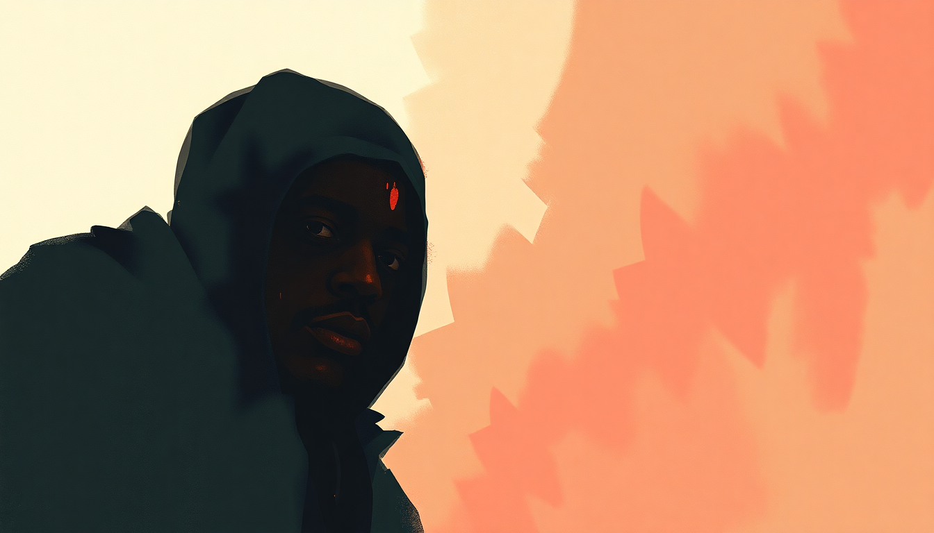 Fan-driven abstract illustration evoking the emotional arc of America's Most Blunted by MF DOOM