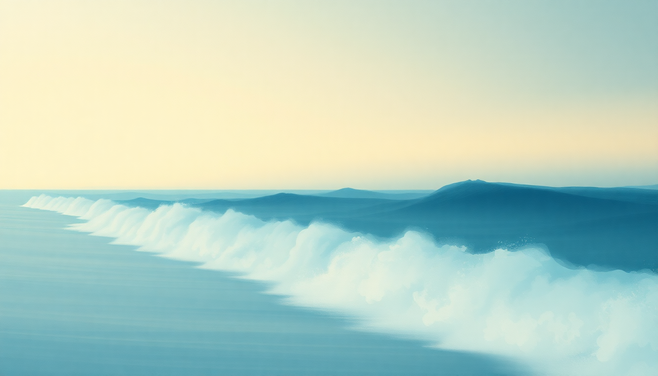 Fan-driven abstract illustration evoking the emotional arc of Amongst the Waves by Pearl Jam