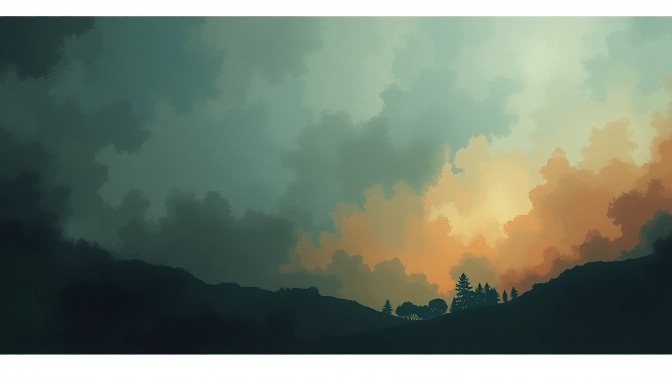 Fan-driven abstract illustration evoking the emotional arc of Angels Fall by Breaking Benjamin