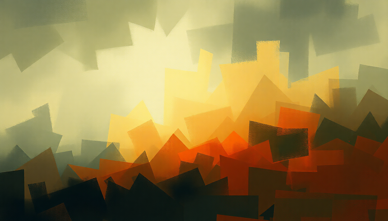 Fan-driven abstract illustration evoking the emotional arc of Anvil Chorus by Giuseppe Verdi