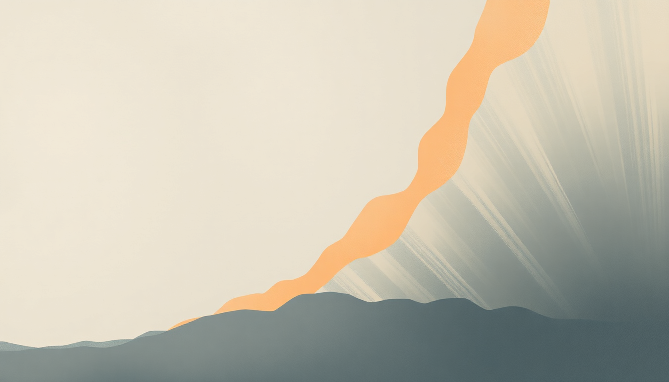 Fan-driven abstract illustration evoking the emotional arc of Are We There by Mono
