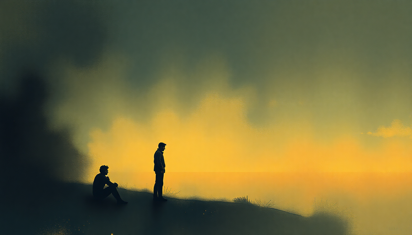 Fan-driven abstract illustration evoking the emotional arc of Are You Lonesome Tonight? by Elvis Presley