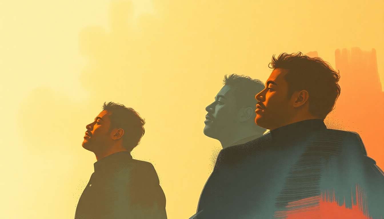 Fan-driven abstract illustration evoking the emotional arc of Are You Man Enough by The Four Tops