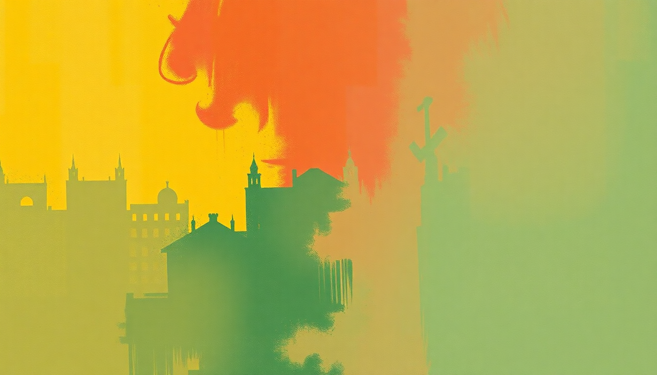 Fan-driven abstract illustration evoking the emotional arc of Around and Around by Chuck Berry