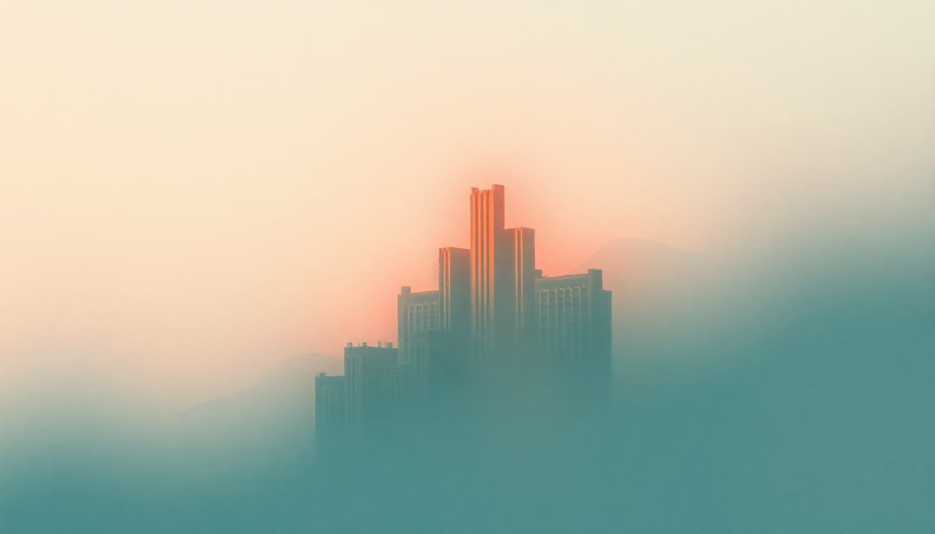 Fan-driven abstract illustration evoking the emotional arc of Art Deco by Lana Del Rey
