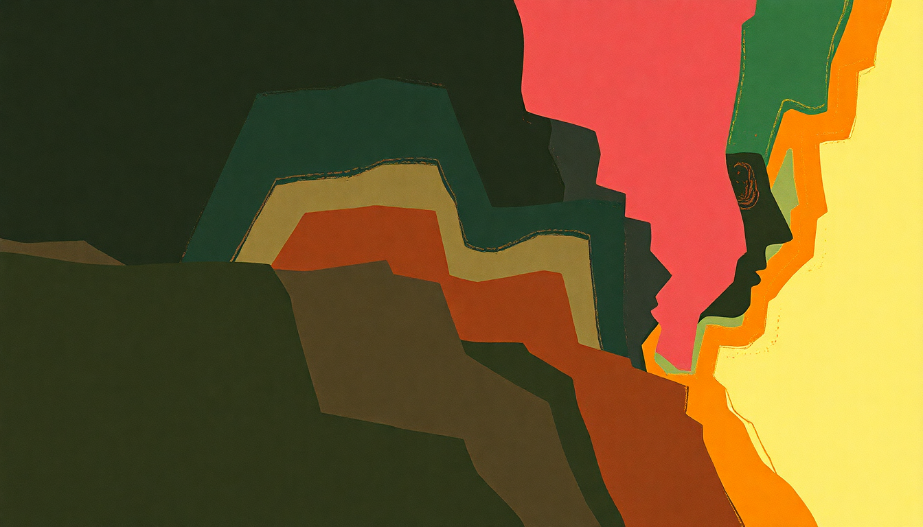 Fan-driven abstract illustration evoking the emotional arc of Artists Only by Talking Heads