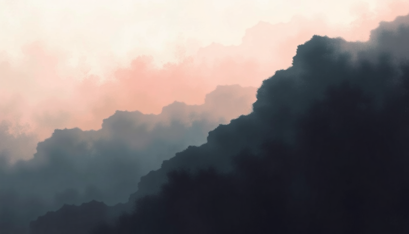 Fan-driven abstract illustration evoking the emotional arc of Ases Death by Edvard Grieg