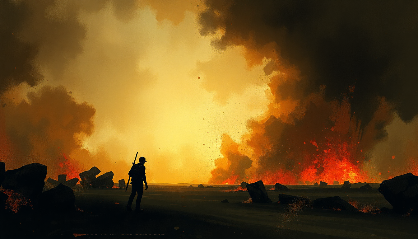 Fan-driven abstract illustration evoking the emotional arc of Ashes in the Fall by Rage Against the Machine