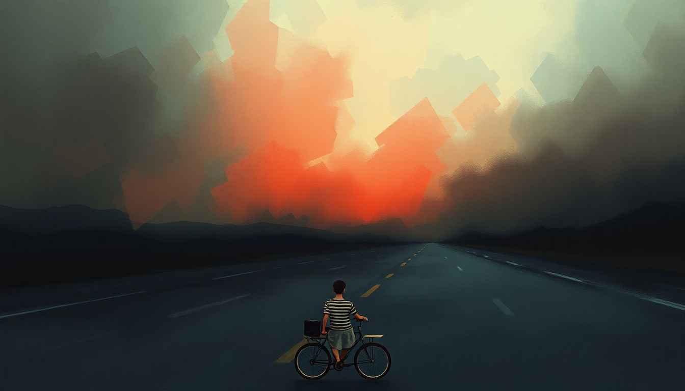 Fan-driven abstract illustration evoking the emotional arc of The Asphalt World by Suede