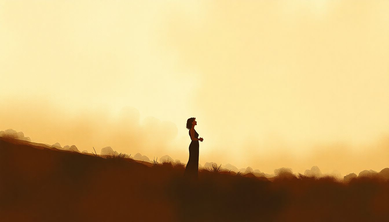 Fan-driven abstract illustration evoking the emotional arc of At Last by Etta James