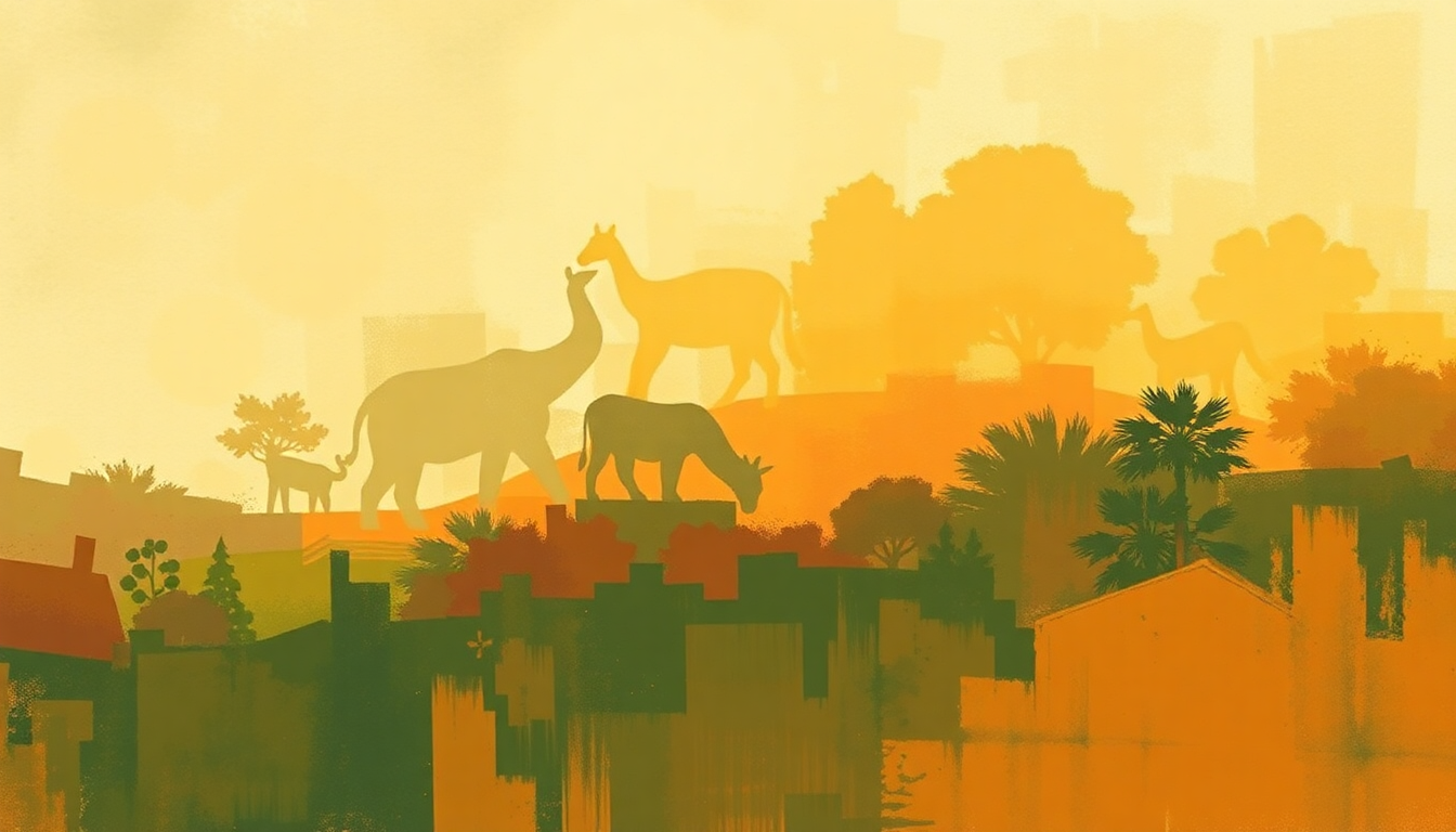 Fan-driven abstract illustration evoking the emotional arc of At the Zoo by Simon & Garfunkel