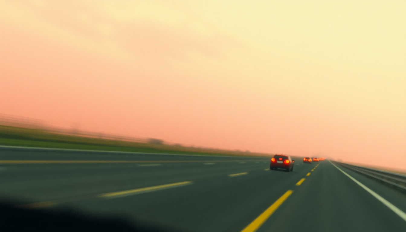 Fan-driven abstract illustration evoking the emotional arc of Autobahn by Kraftwerk