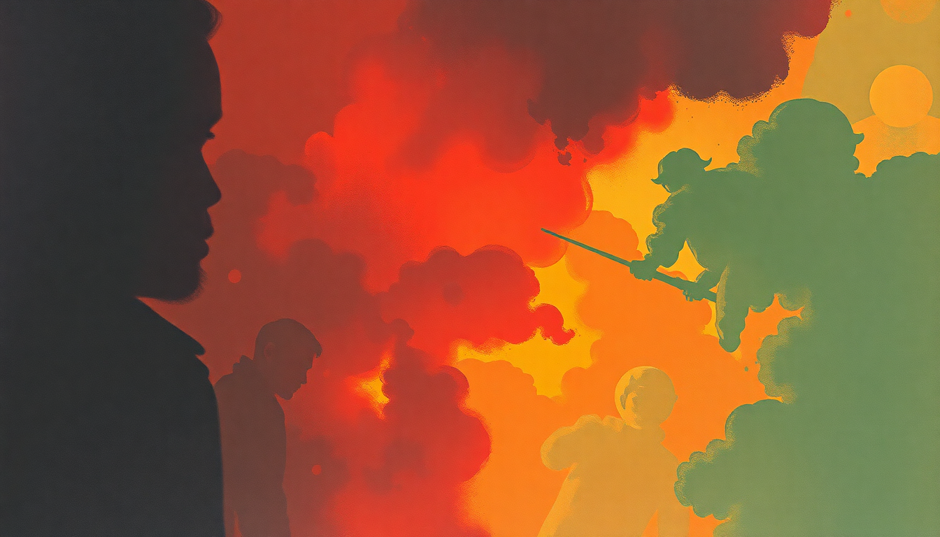 Fan-driven abstract illustration evoking the emotional arc of Autonomy by Buzzcocks