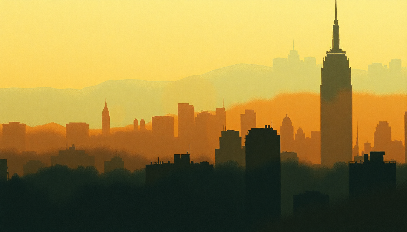 Fan-driven abstract illustration evoking the emotional arc of Autumn in New York by Dexter Gordon
