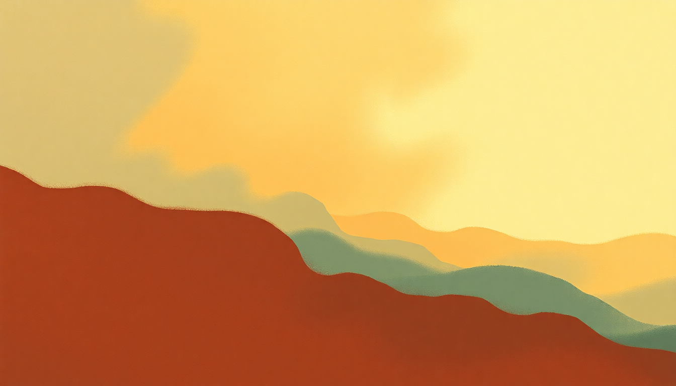 Fan-driven abstract illustration evoking the emotional arc of Autumn into Summer by Pelican