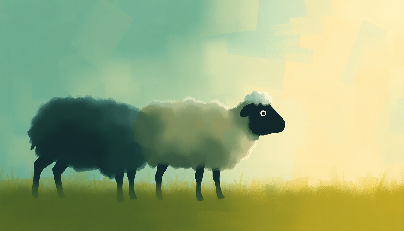 Fan-driven abstract illustration evoking the emotional arc of Baa Baa Black Sheep by Wonder Kids
