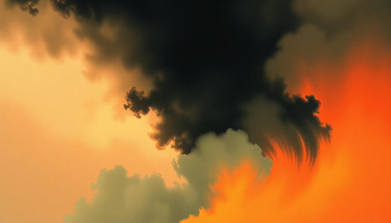 Fan-driven abstract illustration evoking the emotional arc of Baby's on Fire by Brian Eno