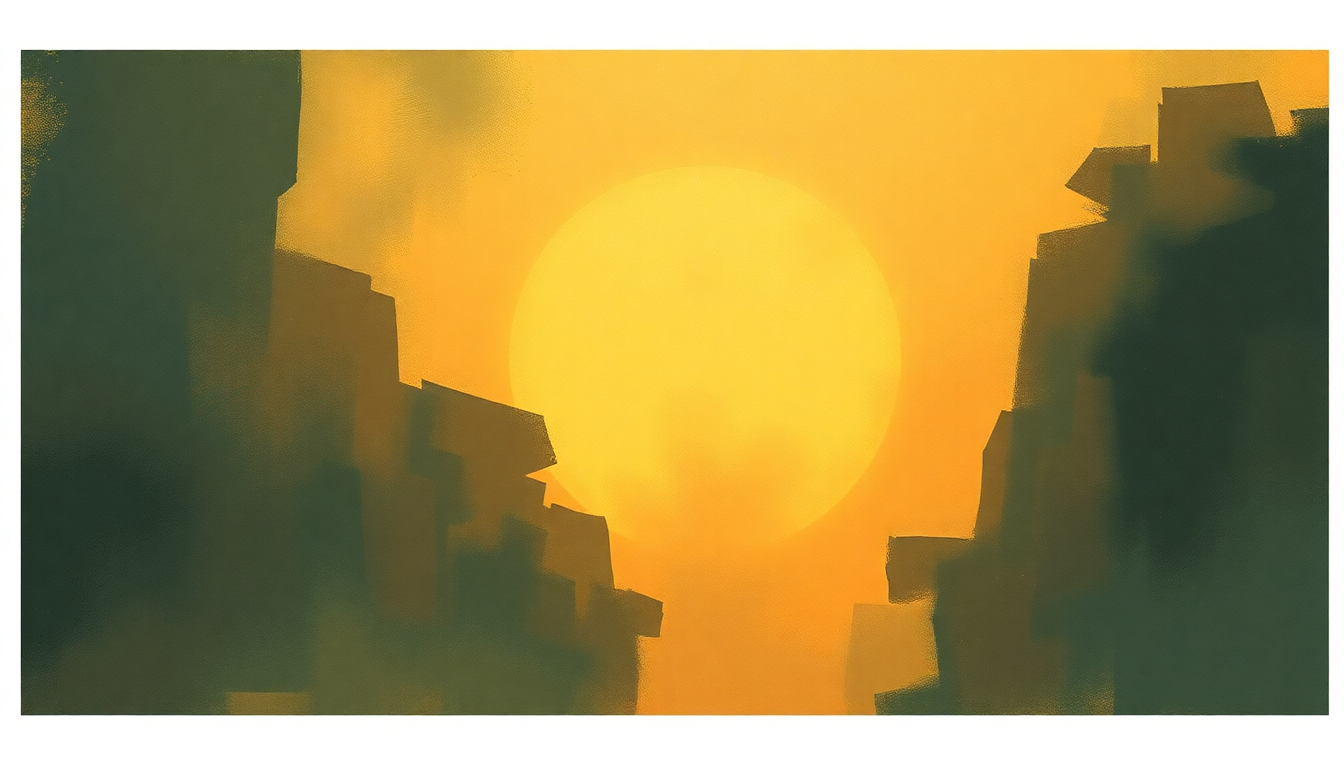 Fan-driven abstract illustration evoking the emotional arc of Bad Moon Rising by Creedence Clearwater Revival