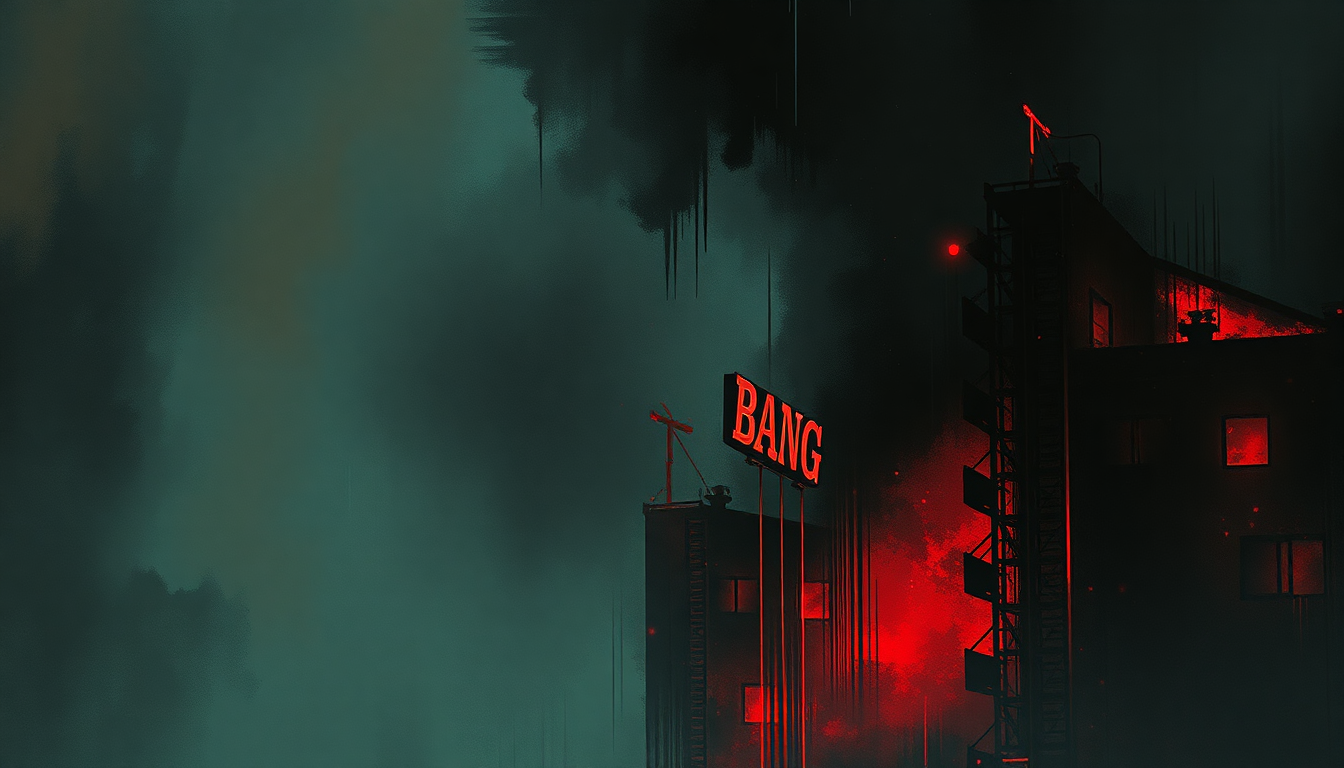 Fan-driven abstract illustration evoking the emotional arc of Bang by Frankie Goes to Hollywood