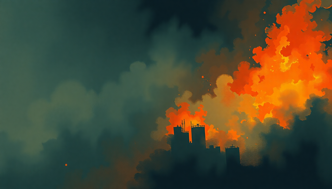 Fan-driven abstract illustration evoking the emotional arc of Baptism by Fire by AC/DC