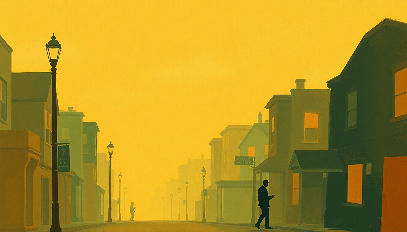 Fan-driven abstract illustration evoking the emotional arc of Basin Street Blues by Louis Armstrong
